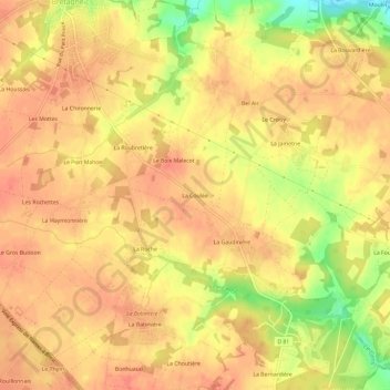 Topografische Karte La Coulée, Höhe, Relief