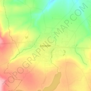 Topografische Karte San Julián, Höhe, Relief