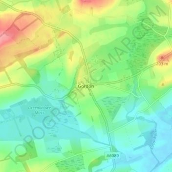 Topografische Karte Gordon, Höhe, Relief