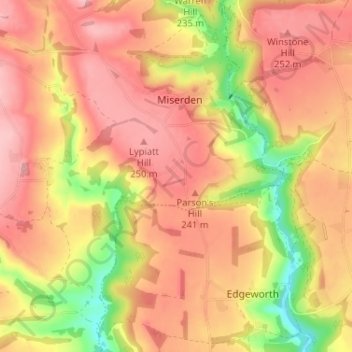 Topografische Karte Sudgrove, Höhe, Relief