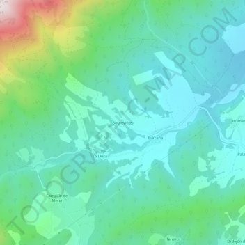 Topografische Karte Sobreviñas, Höhe, Relief