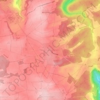 Topografische Karte Marschalkenzimmern, Höhe, Relief