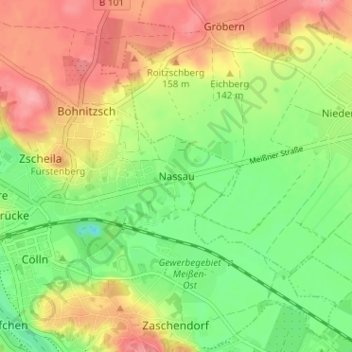 Topografische Karte Nassau, Höhe, Relief