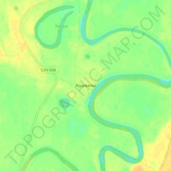Topografische Karte Ашеваны, Höhe, Relief