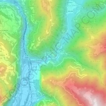 Topografische Karte Incino, Höhe, Relief