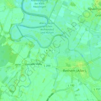 Topografische Karte Wohlendorf, Höhe, Relief