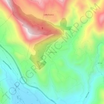 Topografische Karte Valleluce, Höhe, Relief