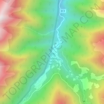 Topografische Karte Gîte de Couflens Salau, Höhe, Relief