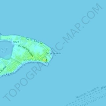 Topografische Karte Capo Peloro, Höhe, Relief