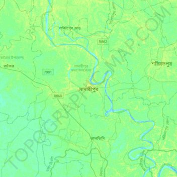 Topografische Karte Madaripur, Höhe, Relief