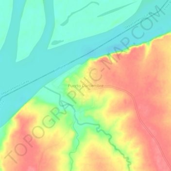 Topografische Karte Puerto Curtiembre, Höhe, Relief
