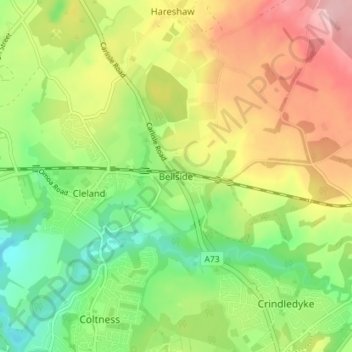 Topografische Karte Bellside, Höhe, Relief