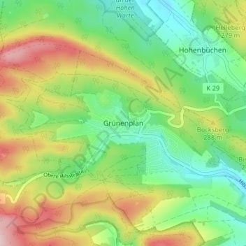 Topografische Karte Grünenplan, Höhe, Relief