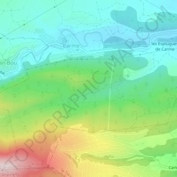 Topografische Karte Costa Blanca, Höhe, Relief