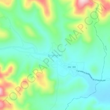 Topografische Karte Susticacán, Höhe, Relief