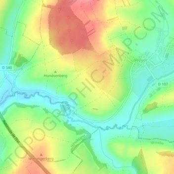 Topografische Karte Langfurt, Höhe, Relief