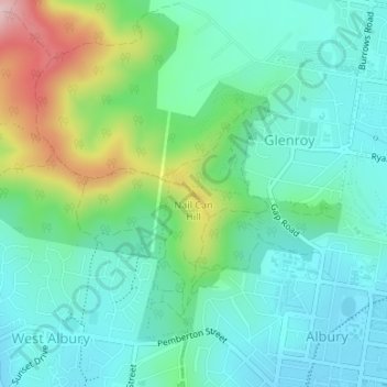 Topografische Karte Nail Can Hill, Höhe, Relief