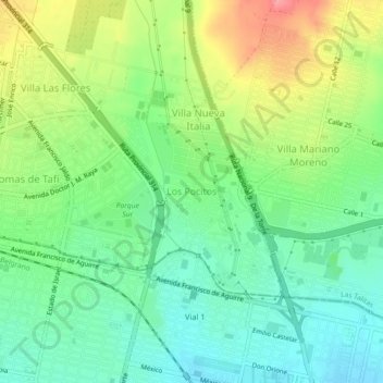 Topografische Karte Los Pocitos, Höhe, Relief