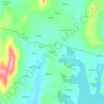 Topografische Karte O Outeiro, Höhe, Relief
