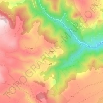 Topografische Karte Beteil, Höhe, Relief