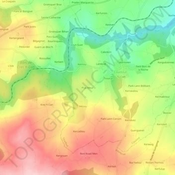 Topografische Karte Prat-Meur, Höhe, Relief