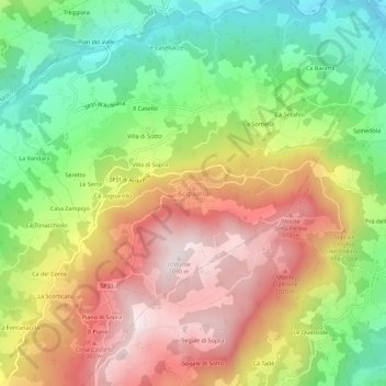 Topografische Karte Acquaria, Höhe, Relief