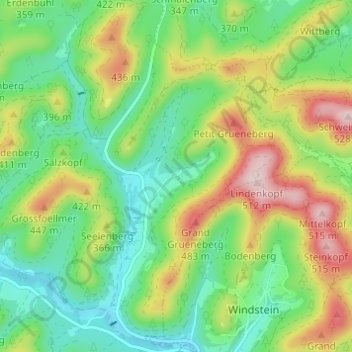 Topografische Karte Kehlenhof, Höhe, Relief