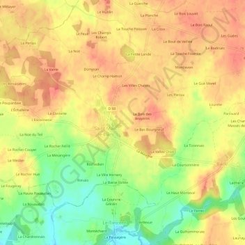 Topografische Karte Moureul, Höhe, Relief