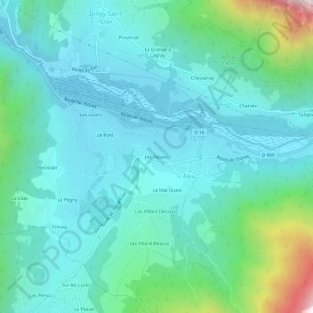 Topografische Karte Les Teppes, Höhe, Relief