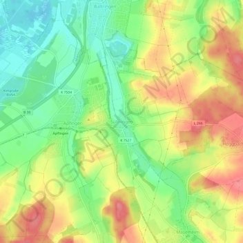 Topografische Karte Sulmingen, Höhe, Relief