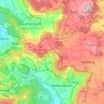 Topografische Karte Rangen, Höhe, Relief