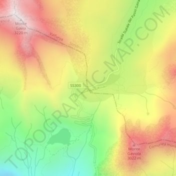 Topografische Karte Gaviapass, Höhe, Relief