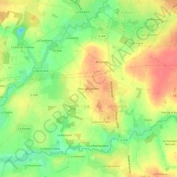 Topografische Karte Place du Sabotier, Höhe, Relief