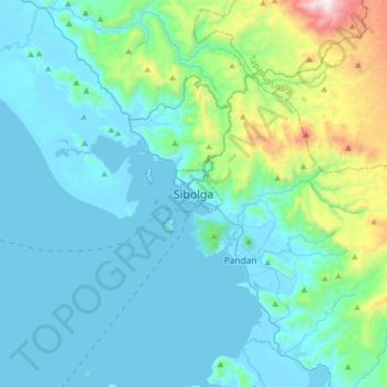 Topografische Karte Sibolga, Höhe, Relief