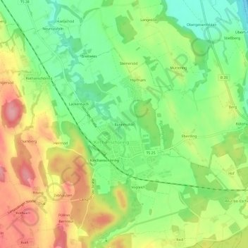 Topografische Karte Bannmühle, Höhe, Relief