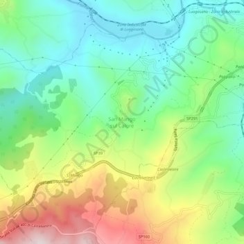 Topografische Karte San Mango sul Calore, Höhe, Relief