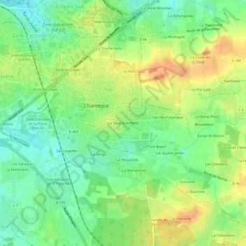 Topografische Karte La Touche Annette, Höhe, Relief