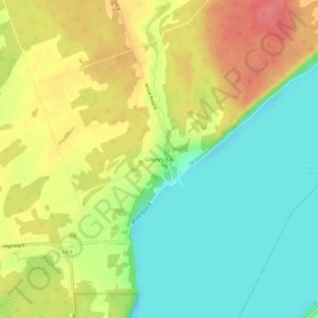 Topografische Karte Colpoy's Bay, Höhe, Relief