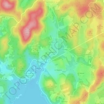 Topografische Karte Jansanas, Höhe, Relief