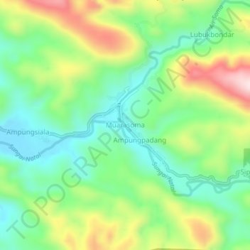 Topografische Karte Muarasoma, Höhe, Relief