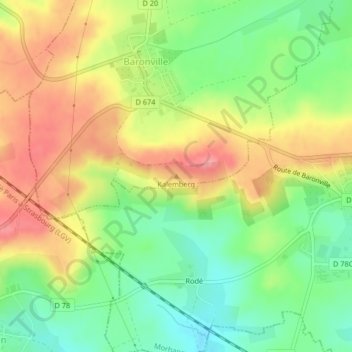 Topografische Karte Kalenberg, Höhe, Relief