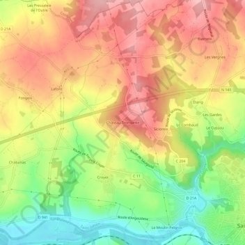 Topografische Karte Château-Trompette, Höhe, Relief