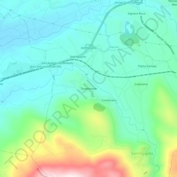 Topografische Karte Temennotte, Höhe, Relief