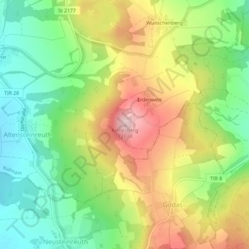 Topografische Karte Armesberg, Höhe, Relief