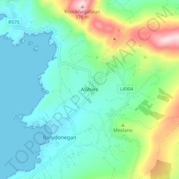 Topografische Karte Allihies, Höhe, Relief