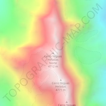Topografische Karte Cerro Yeguas Heladas Norte, Höhe, Relief
