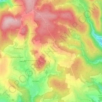 Topografische Karte Engelschwand, Höhe, Relief