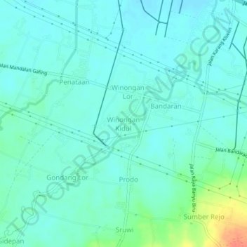 Topografische Karte Winongan Kidul, Höhe, Relief