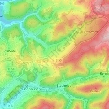Topografische Karte Griesemert, Höhe, Relief