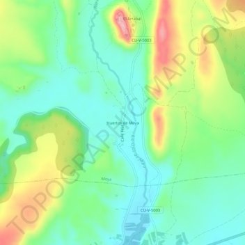 Topografische Karte Huertos de Moya, Höhe, Relief